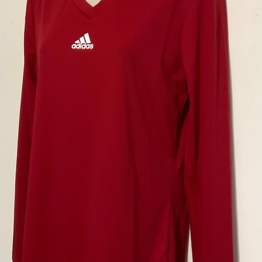 Adidas Red Long Sleeve Tee shirt large Aeroready pregame - Picture 3 of 9